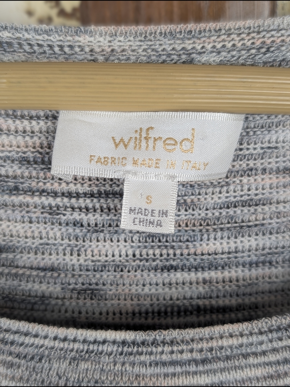 Wilfred Aritzia Linen Blend Knit Sweater Top Grey Space Dye 3/4 Sleeve Size S - Picture 7 of 8